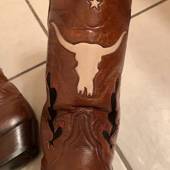 Rare vintage Lucchese pointy toe cowboy boots 9B Texas Billy Martin design - Picture 7 of 9